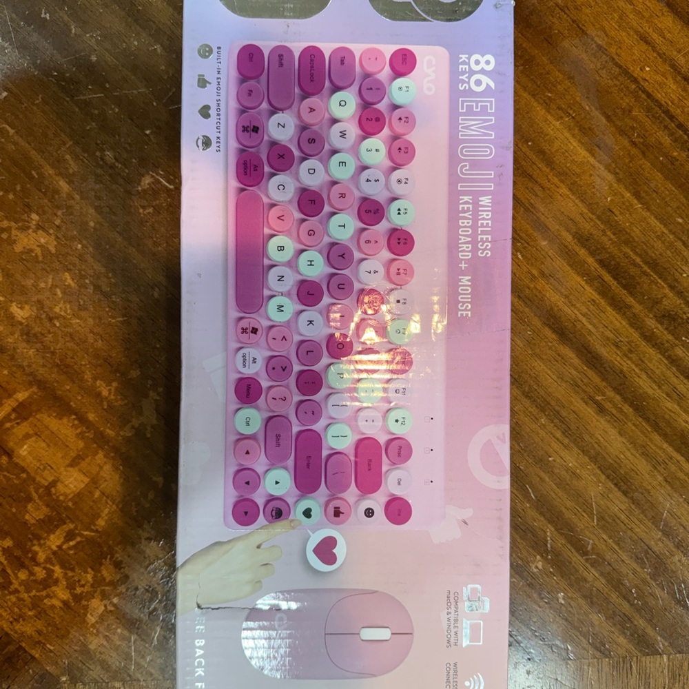 Cute Pink Wireless Emoji Keyboard & Mouse Combo